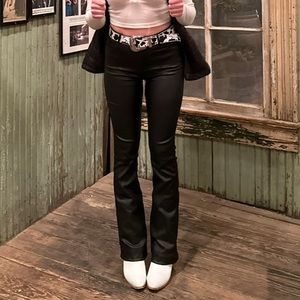 Leather bootcut pants